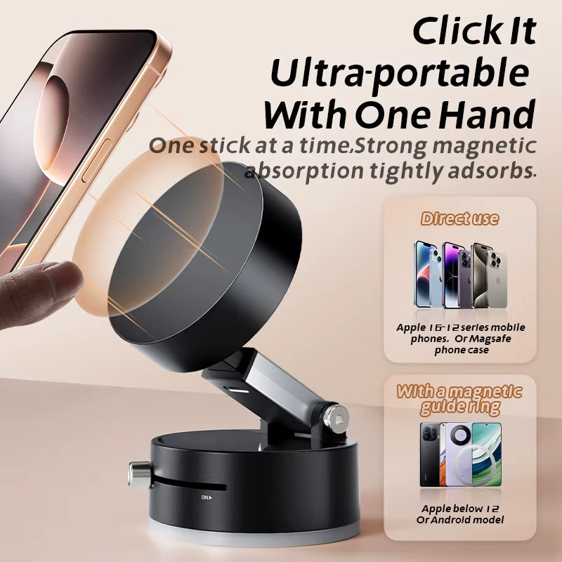 Mini Vacuum Double Side Magnetic Suction Cup Holder Foldable Kitchen Lazy Phone Bracket for Iphone Android Smartphone