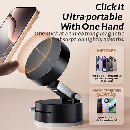 Mini Vacuum Double Side Magnetic Suction Cup Holder Foldable Kitchen Lazy Phone Bracket for Iphone Android Smartphone