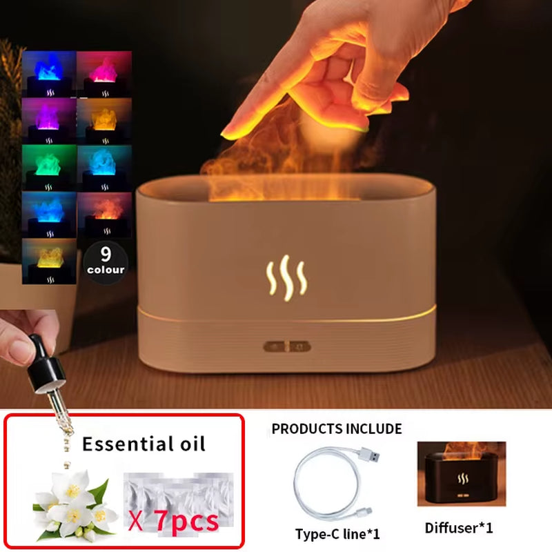 🔥 Flame Aura Ultrasonic Diffuser & Cool Mist Humidifier – Relax, Refresh & Elevate Your Space 🌿✨