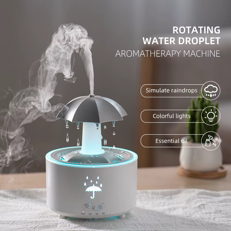 Cloud Rain Humidifier Raindrop Aroma Essential Oil Diffuserremote Control Night Light Desktop Fountain Water Drop Sound for Home