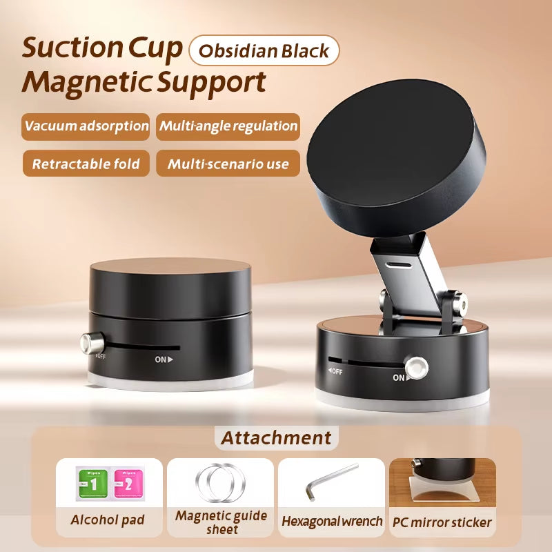 Mini Vacuum Double Side Magnetic Suction Cup Holder Foldable Kitchen Lazy Phone Bracket for Iphone Android Smartphone