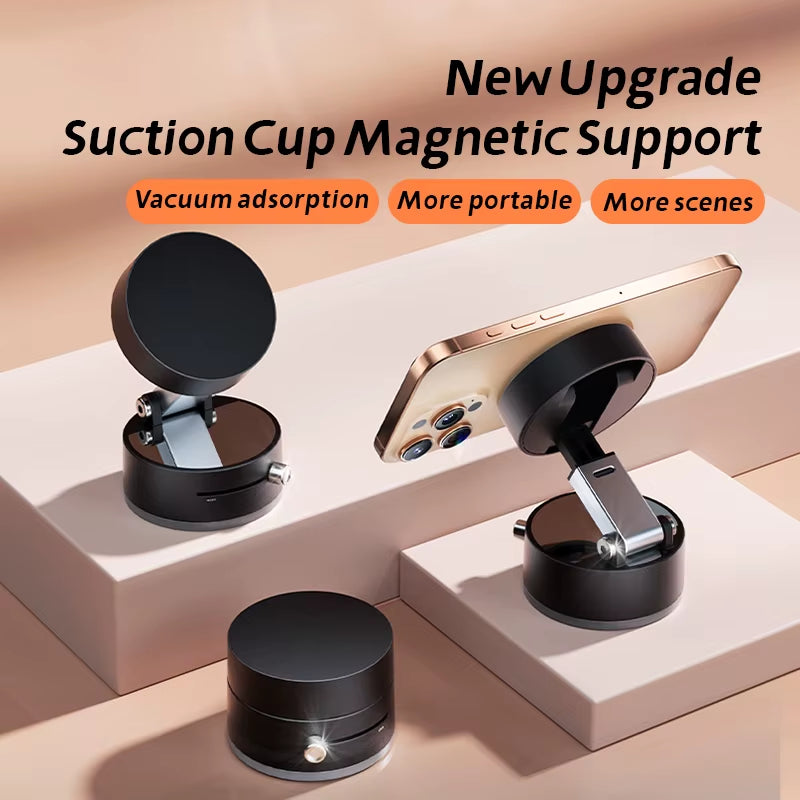 Mini Vacuum Double Side Magnetic Suction Cup Holder Foldable Kitchen Lazy Phone Bracket for Iphone Android Smartphone