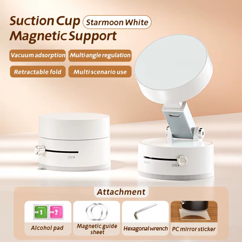 Mini Vacuum Double Side Magnetic Suction Cup Holder Foldable Kitchen Lazy Phone Bracket for Iphone Android Smartphone